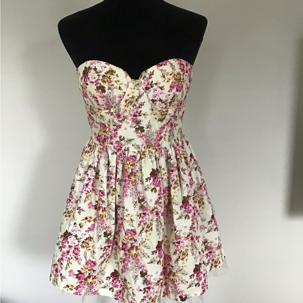 Strapless Floral Dress Medium